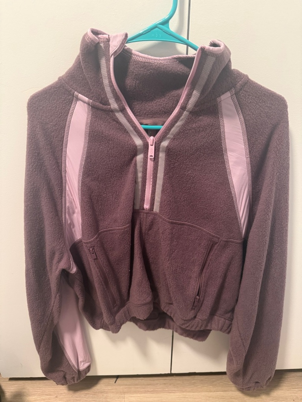 Free People mauve and light pink quarter-zip fleece sweatshirt